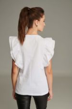 White Ruffle Blouse with Sleeves