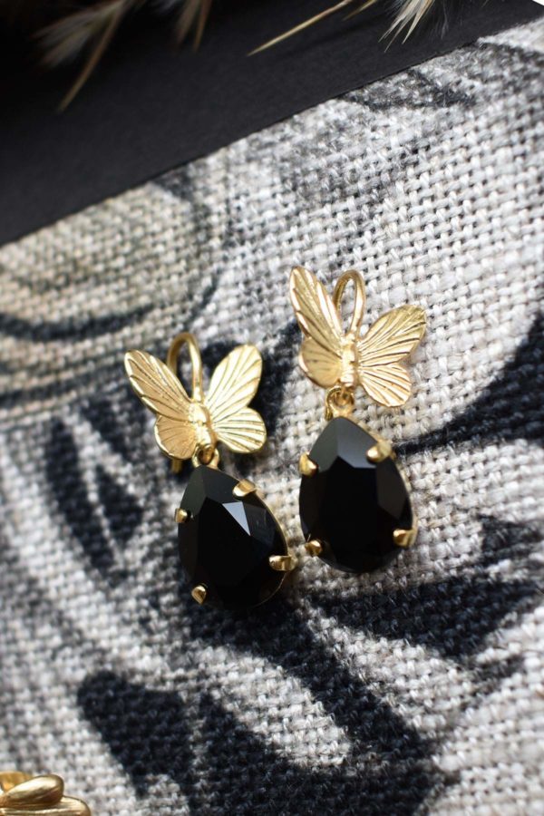 Chrysalis Earrings with Butterfly Design (White - Petrol - Orange - Honey Yellow - Black - Cypress Green - Blue / Purple)