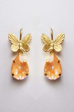 Chrysalis Earrings with Butterfly Design (White - Petrol - Orange - Honey Yellow - Black - Cypress Green - Blue / Purple)