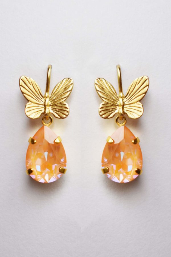 Chrysalis Earrings with Butterfly Design (White - Petrol - Orange - Honey Yellow - Black - Cypress Green - Blue / Purple)